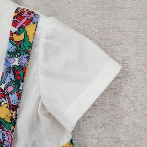 Vintage Handmade Bubble Romper with Faux Suspenders Winnie The Pooh Christmas - Picture 3 of 8